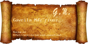 Gavrila Máriusz névjegykártya